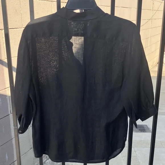 Ralph Lauren Black Linen Blouse - Picture 5 of 6